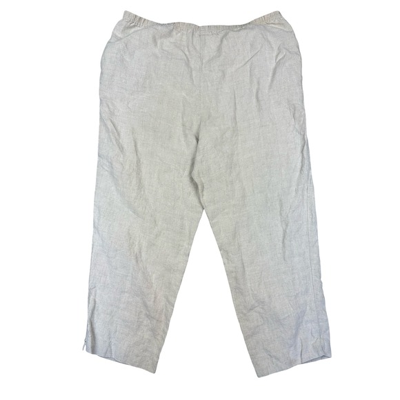 J.Jill Linen Pants Womens Large Beige Elastic Waist Relaxed Minimal Trendy - Picture 6 of 11